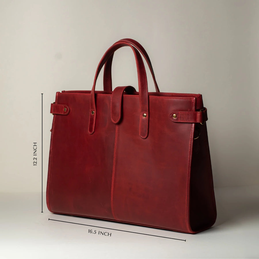 Wrangler Leather Tote - Crimson