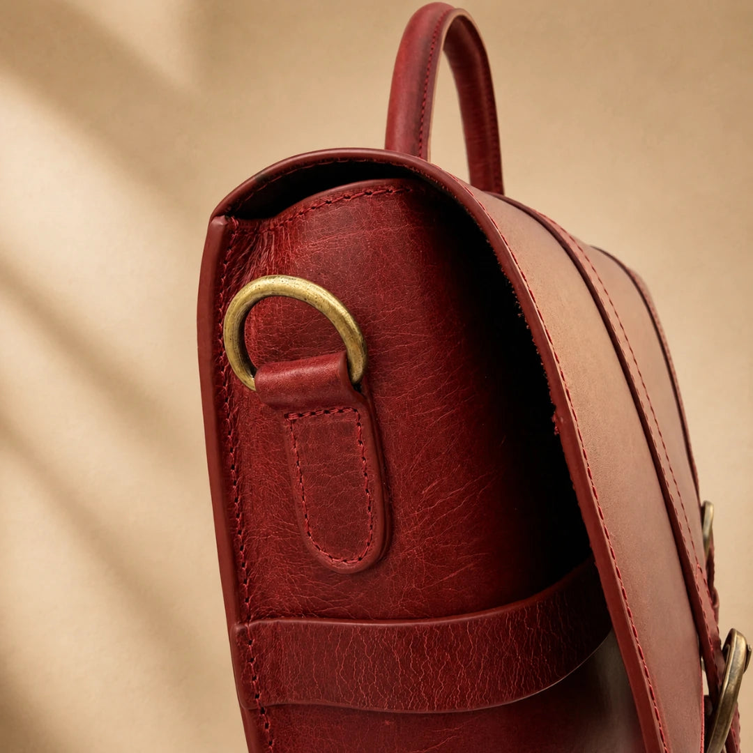 Dispatch Leather Satchel - Crimson