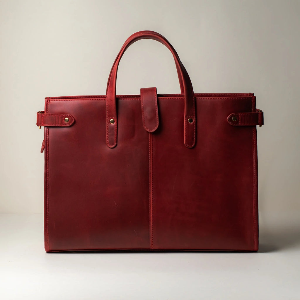 Wrangler Leather Tote - Crimson