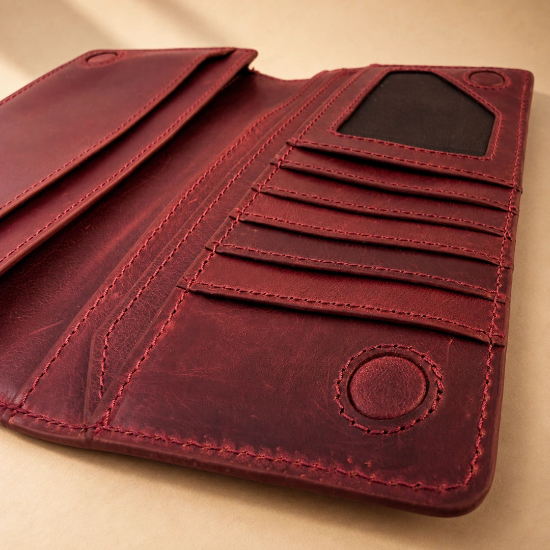 Foreman Long Wallet - Crimson